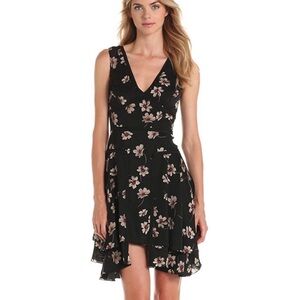 Zac Posen Womens Floral Chiffon Layered VNeck Dress Black Size 0 Sleeveless